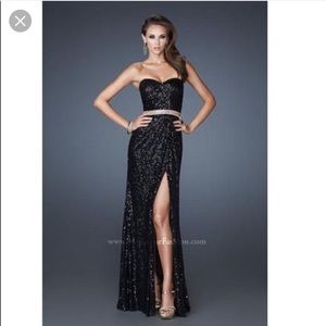 La Femme black sequin gown Final price!